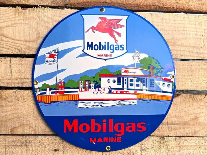 Mobilgas Marine - Emaille Bord, Collections, Marques & Objets publicitaires, Envoi