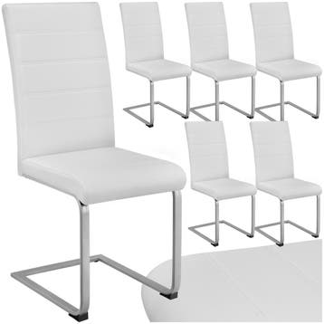 Sledestoelen, kunstleer - wit, Set van 6, Huis en Inrichting, Verzenden, Nieuw