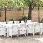 vidaXL Tuin Eettafel Set 13 pcs Wit Poly rattan, Verzenden, Nieuw