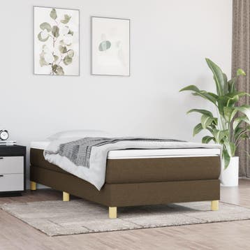 vidaXL Boxspring met matras stof donkerbruin 90x200 cm, Verzenden, Nieuw