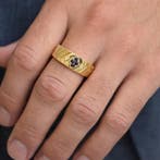 Sans prix de réserve - Bague Plaqué or Saphir - Diamant -