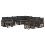 vidaXL Tuinbank Set 12 pcs Grijs en Donkergrijs poly rattan, Verzenden, Nieuw