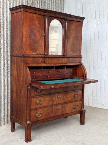 Mahogany veneered and gilt bronze mounted - Cilinderbureau -