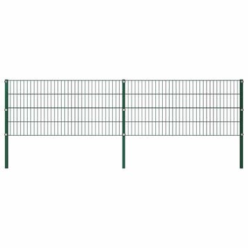 vidaXL Schuttingpaneel met palen ijzer 349x80 cm groen, Verzenden