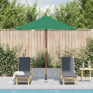 vidaXL Parasol met houten paal 150x200 cm groen, Verzenden