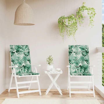vidaXL Stoelkussens 2 st hoge rug bladpatroon oxford stof, Verzenden, Nieuw
