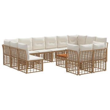 vidaXL Buiten bank set 13 pcs Natuurlijk en Crème Wit, Verzenden, Nieuw