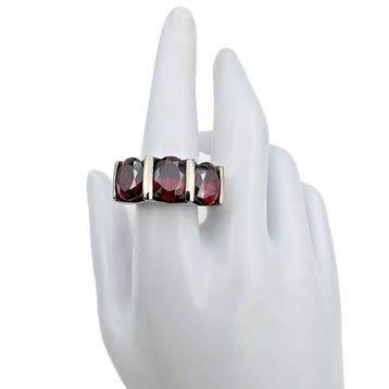 Zonder minimumprijs - Ring Zilver - Granaat, Nieuw