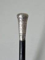 Antieke Canne de marche - Bois, Argent - Bouton richement