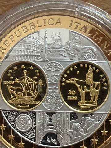 Europa. Silver medal 2002, Italien - 20g (.999) Silber, Postzegels en Munten