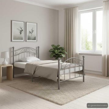 vidaXL Bedframe metaal grijs 100x200 cm, Verzenden, Nieuw
