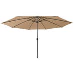 vidaXL Parasol met LED-verlichting 400 cm taupe, Verzenden, Nieuw