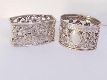 Porte-serviettes (2) - Argent 800, Antiek en Kunst