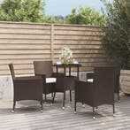 vidaXL 5-delige Bistroset met kussens poly rattan bruin, Verzenden, Nieuw