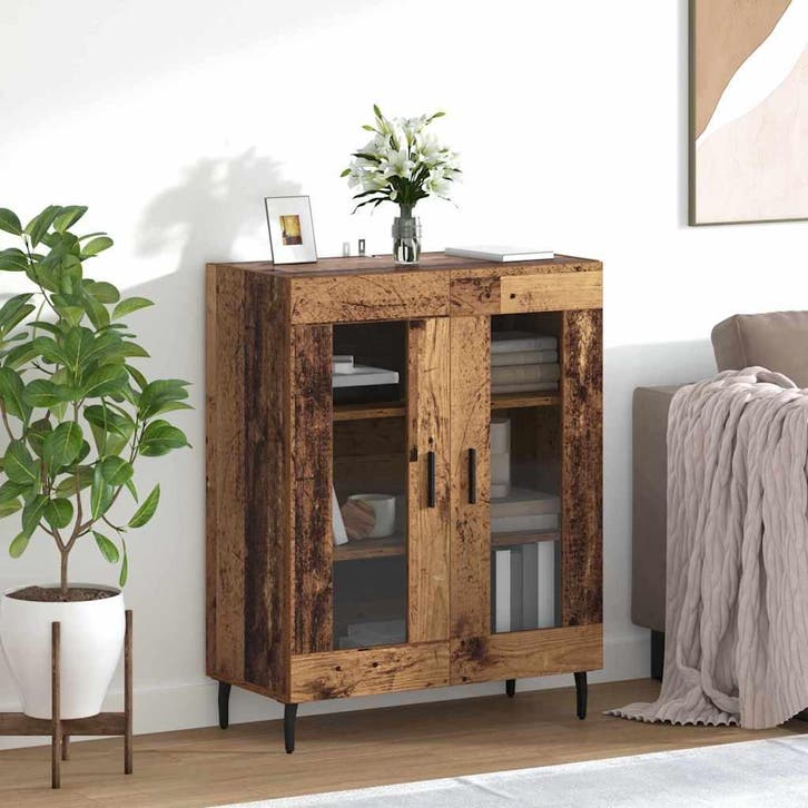 vidaXL Dressoir Oud Hout 69,5 x 34 x 90 cm Bewerkt hout, Huis en Inrichting, Kasten | Dressoirs, Nieuw, Verzenden