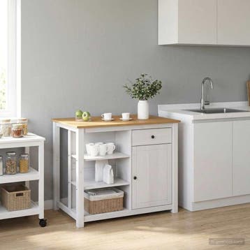 vidaXL Keuken eiland set 2 st PANAMA Wit en Honingwas 112 x, Verzenden