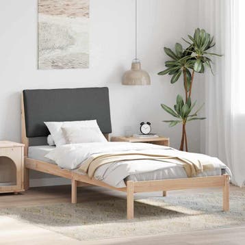 vidaXL Bedframe Bruin en donkergrijs 100 x 200 cm Massief, Huis en Inrichting, Slaapkamer | Bedden, Verzenden, Nieuw