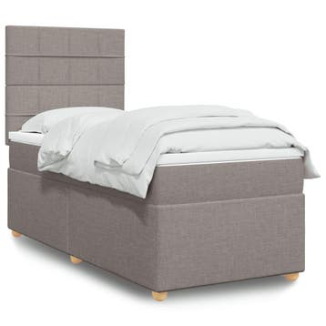 vidaXL Boxspring met matras stof taupe 80x200 cm, Verzenden