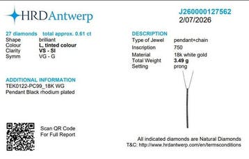 Halsketting - 18 karaat Witgoud - 0.61ct. tw. Diamant, Nieuw