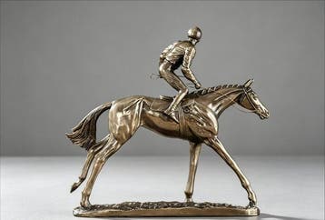 Sculpture, Jockey on Horse - 22 cm - Résine
