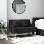vidaXL Bankje met kussens 113x64,5x75,5 cm stof zwart, Huis en Inrichting, Verzenden, Nieuw