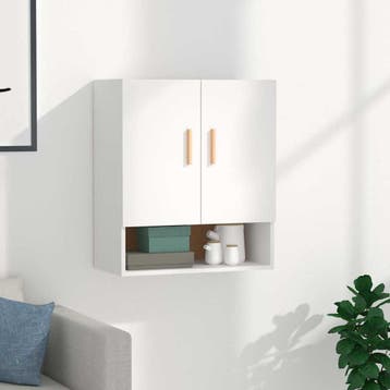 vidaXL Wandkast 60x31x70 cm bewerkt hout wit, Huis en Inrichting, Verzenden, Nieuw