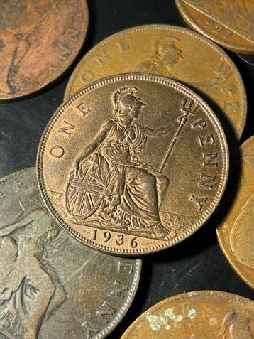 Verenigd Koninkrijk. George V. 1 Penny 1860–1967 (Lot of 44