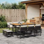 vidaXL 11-delige Tuinset met kussens poly rattan zwart, Verzenden, Nieuw, Tuinset