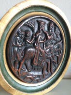 Reliëf, Escena medieval romántica - 5 cm - Terracotta,