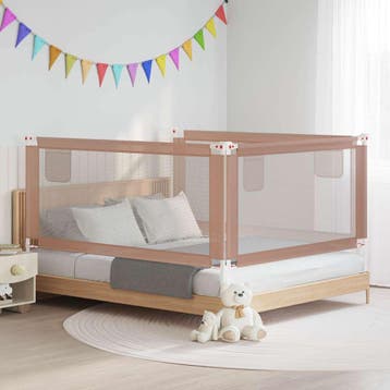 vidaXL Bedhekje peuter 180x25 cm stof taupe, Verzenden, Nieuw
