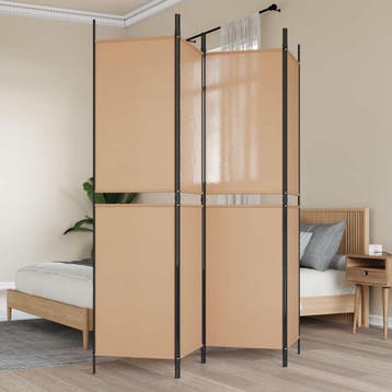 vidaXL 4-Panel Room Divider Beige 200 x 200 cm Stof, Huis en Inrichting, Verzenden, Nieuw