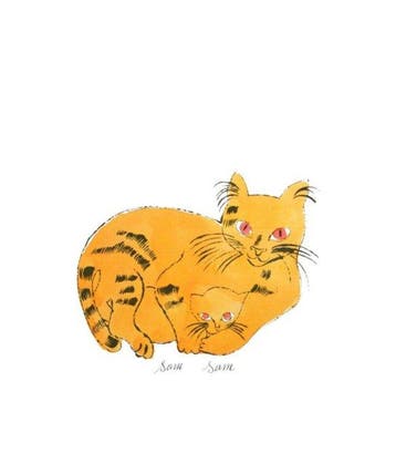 Andy Warhol - “Yellow cat with kitten, 1954”.