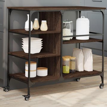 vidaXL Keukentrolley 100x45x89,5 cm bewerkt hout bruin, Verzenden, Nieuw