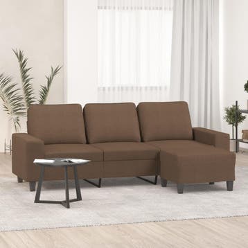 vidaXL Driezitsbank met voetenbank 180 cm stof bruin, Huis en Inrichting, Zetels | Zetels, Verzenden, Nieuw