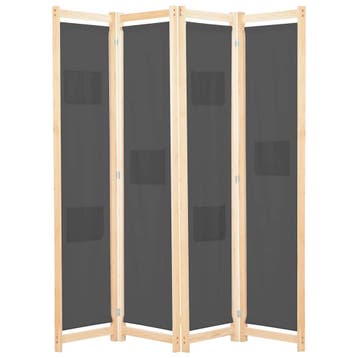 vidaXL Kamerscherm met 4 panelen 160x170x4 cm stof grijs, Verzenden, Nieuw