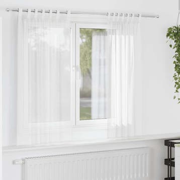 vidaXL Gordijnen voile met lussen 2 st 140x175 cm wit, Verzenden, Nieuw