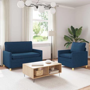 vidaXL bank / zetelstel 2 st Blauw Stof, Maison & Meubles, Verzenden