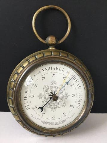 Barometer - Messing - Luxe messing Barometer, Antiek en Kunst