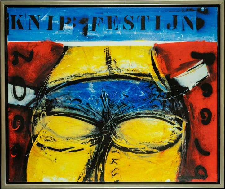 Herman Brood | Giclée: Knipfestijn | Afmeting: 100cm x 120cm, Antiquités & Art, Art | Lithographies & Sérigraphies, Enlèvement ou Envoi