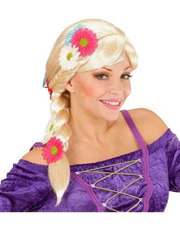 Rapunzel pruik met bloemen, Ophalen of Verzenden, Nieuw