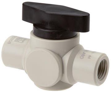 Vanne à bille à 2 voies en PVDF G 3/8 FKM pour le vide, Verzenden