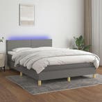 vidaXL Boxspring met matras en LED stof donkergrijs 140x200, Verzenden, Nieuw