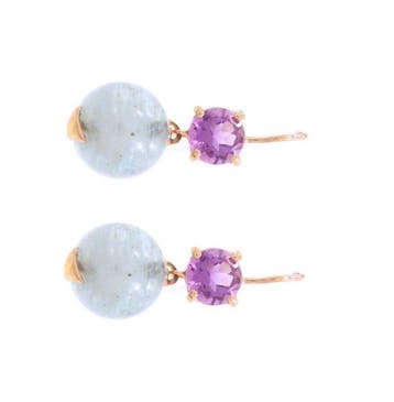 Boucles doreilles - 9 carats Or rose Améthyste -