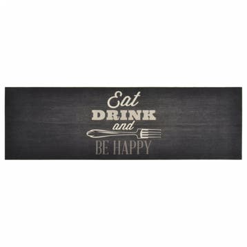 vidaXL Keukenmat wasbaar keukenprint 60x180 cm fluweel zwart, Verzenden, Nieuw