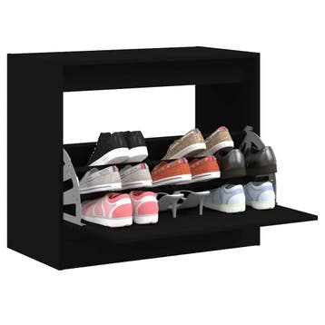 vidaXL Schoenenkast 80x42x69 cm bewerkt hout zwart, Huis en Inrichting, Kasten | Schoenenkasten, Verzenden, Nieuw