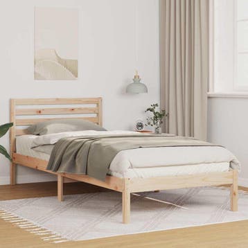vidaXL Bedframe met hoofdeinde Bruin 90 x 210 cm Massief, Verzenden, Nieuw