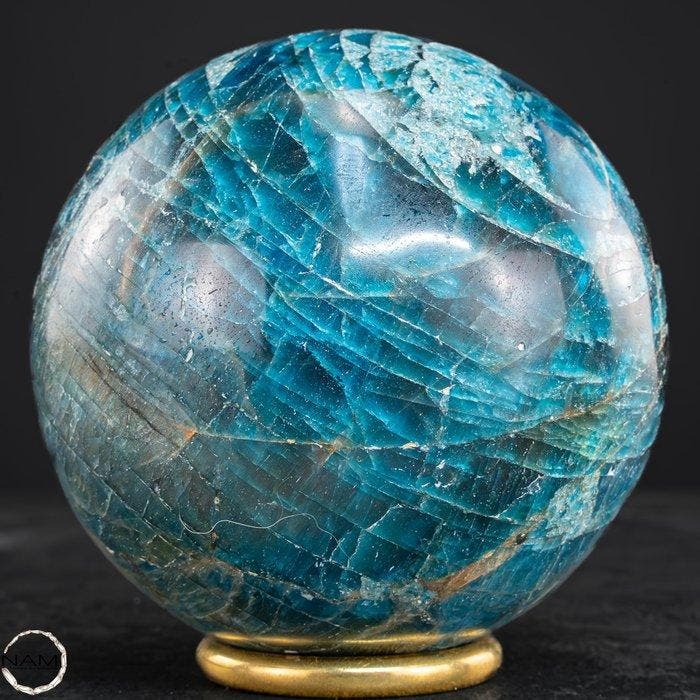 Natuurlijke apatietkogel – intens blauwgroene, Antiek en Kunst, Curiosa en Brocante