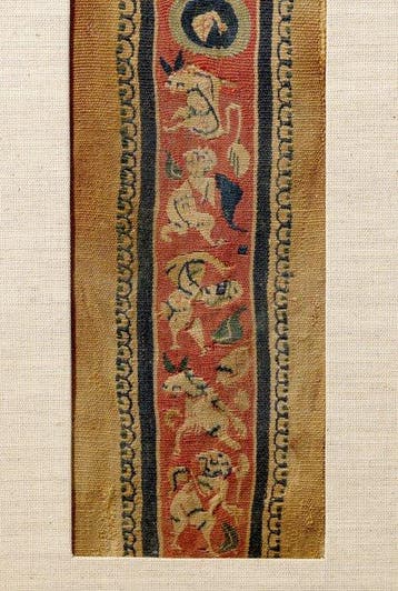 Oude Egypte, Fragment van Koptisch textiel met Paspoort voor