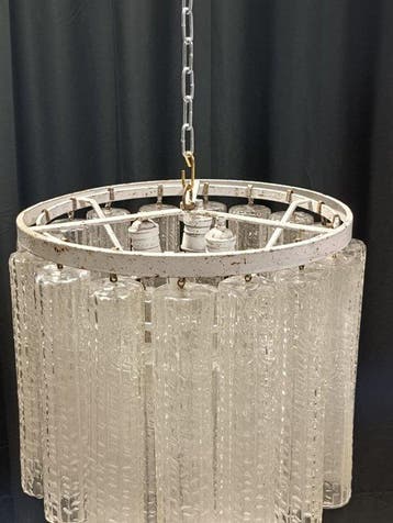 Lustre - Tubulaire - Verre de Murano - style Venini
