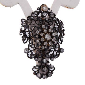 Broche - 12 kt. Geel goud, Zilver - 1.50ct. tw. Diamant